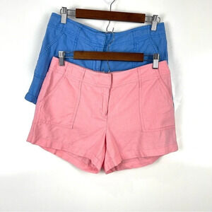 New York & Company Lot of 2 Linen Blend Shorts Pink Blue Size 4